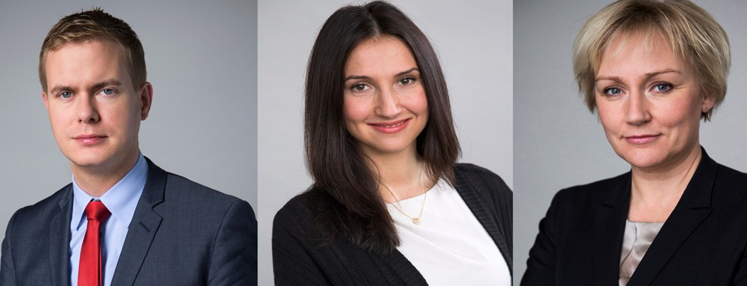 Statsråden på utbildningsdepartementet: utbildningsminister Gustav Fridolin (MP), Gymnasie- och kunskapslyftsminister Aida Hadzialic (S) och ministern för högre utbildning och forskning Helène Hellmark Knutsson (S).&nbsp;