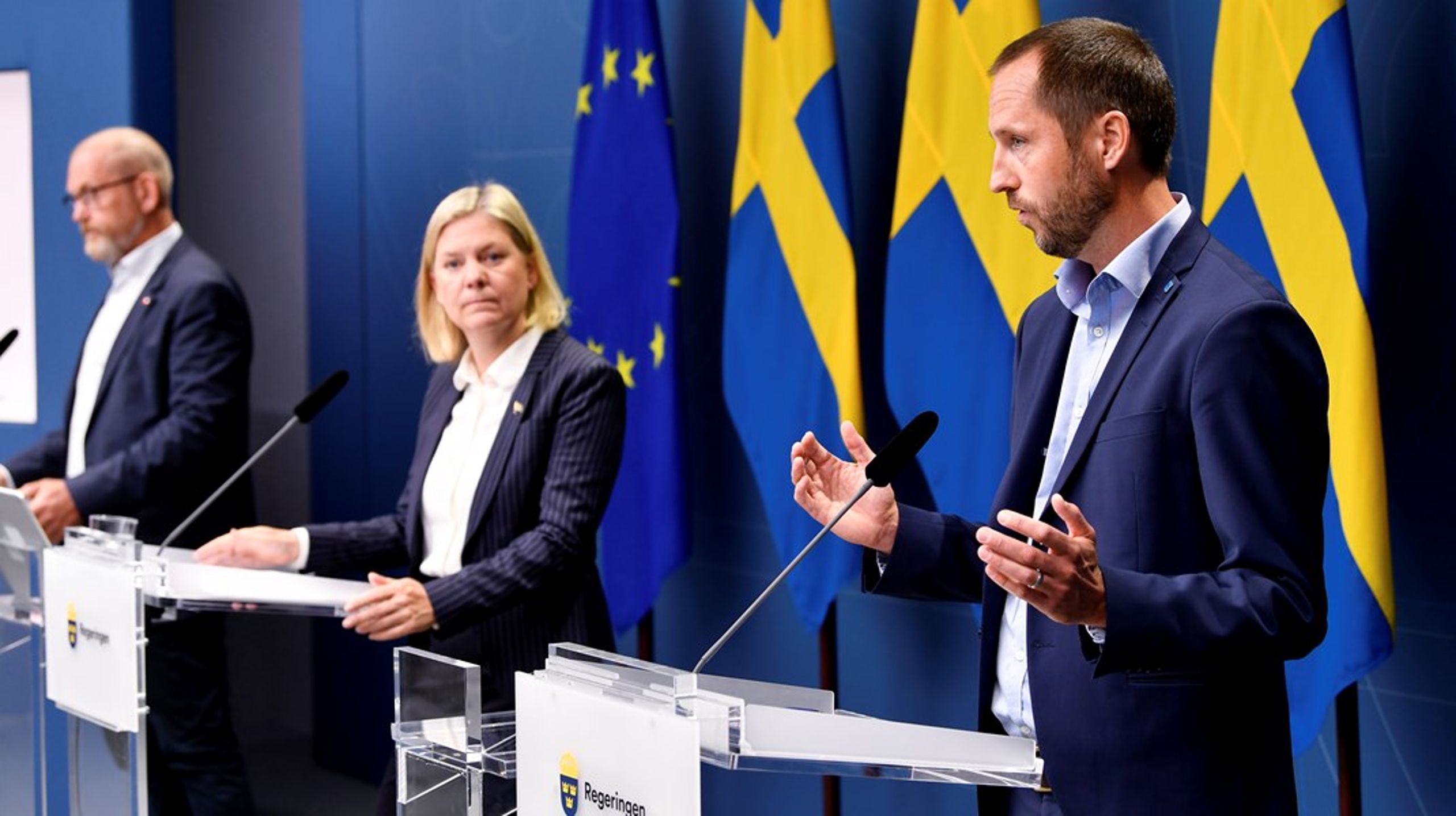 Vid pressträffen deltog bland andra Erik Pelling (S), kommunstyrelsens ordförande i Uppsala.