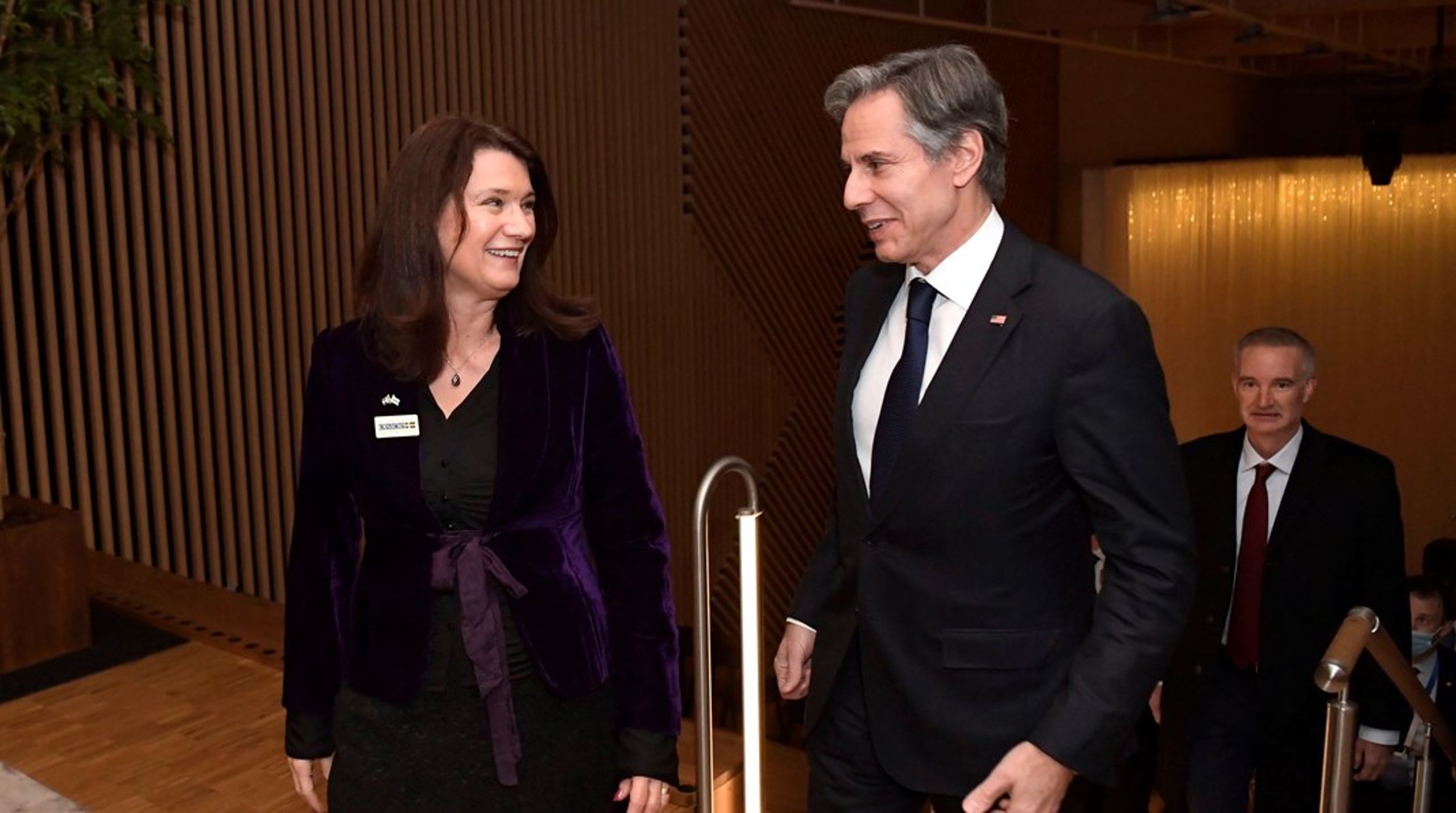 Utrikesminister Ann Linde (S) med USA:s motsvarighet Antony Blinken.