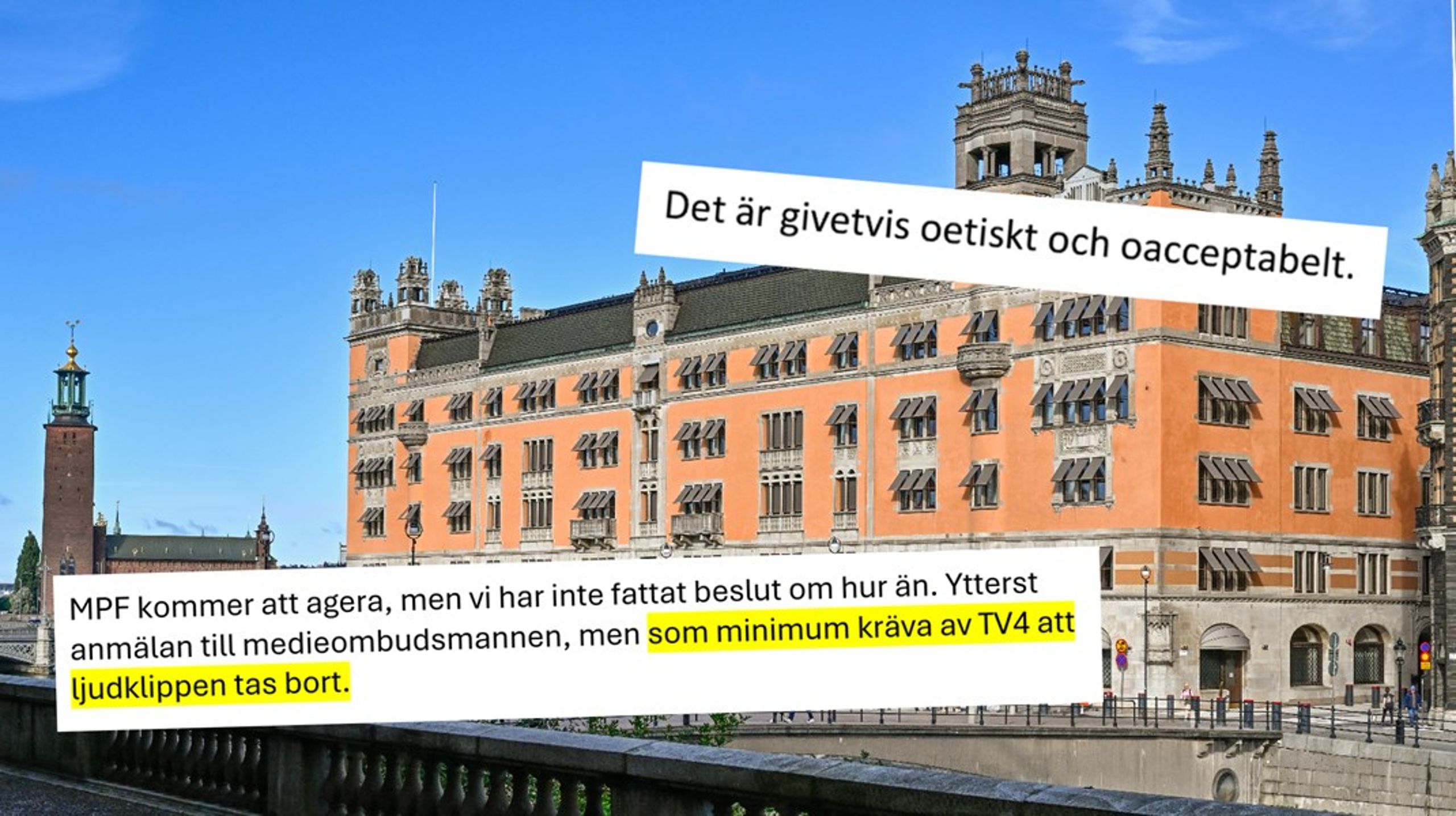 TV4:s användande av intervjuerna med MPF-personal var ”oetiskt
och oacceptabelt”, menar myndigheten.