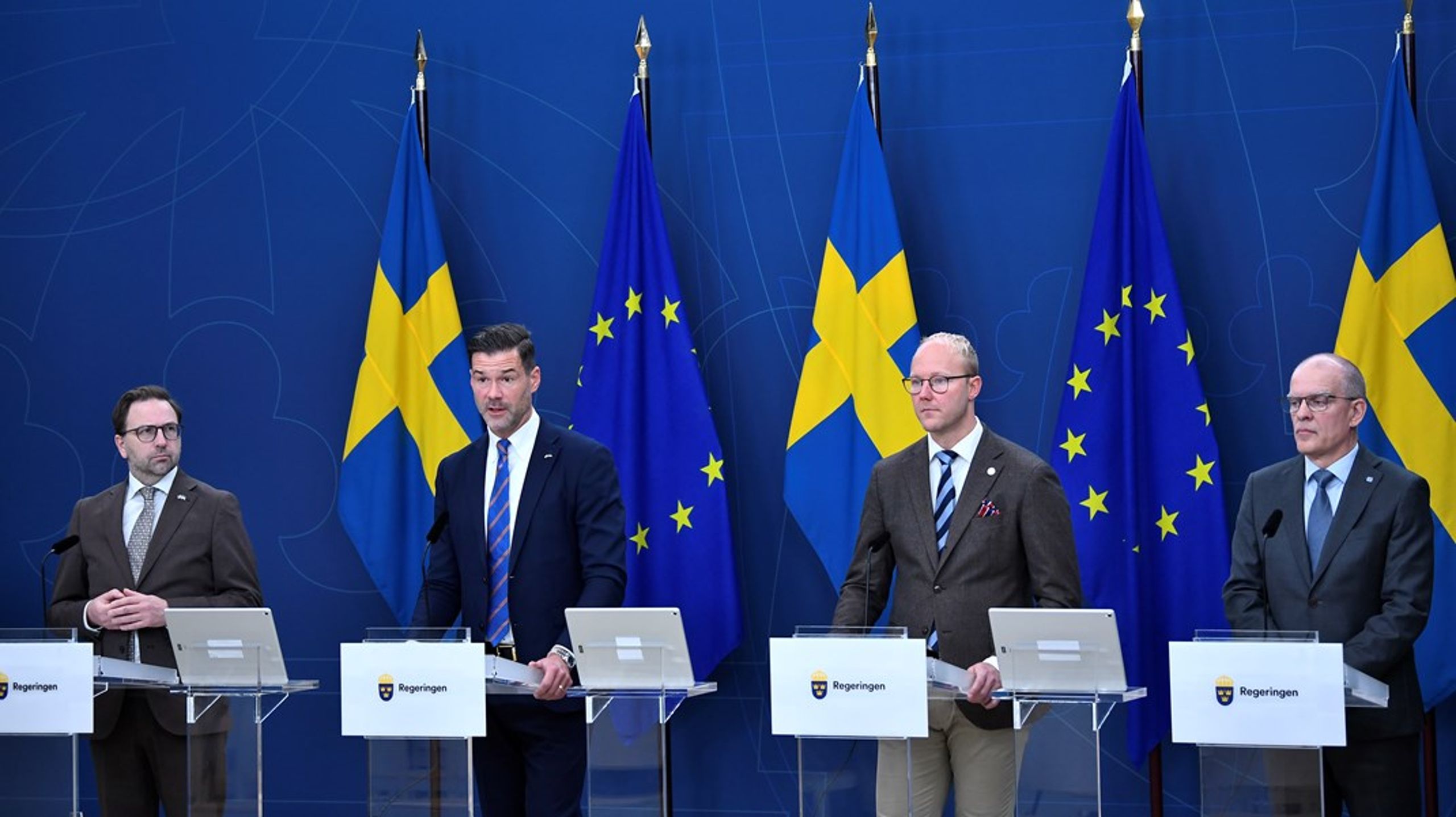 Fredrik Malm (L), Johan Forssell (M),&nbsp;Ludvig Aspling (SD) och&nbsp;Ingemar Kihlström (KD) presenterade förslaget vid en pressträff under onsdagen.&nbsp;