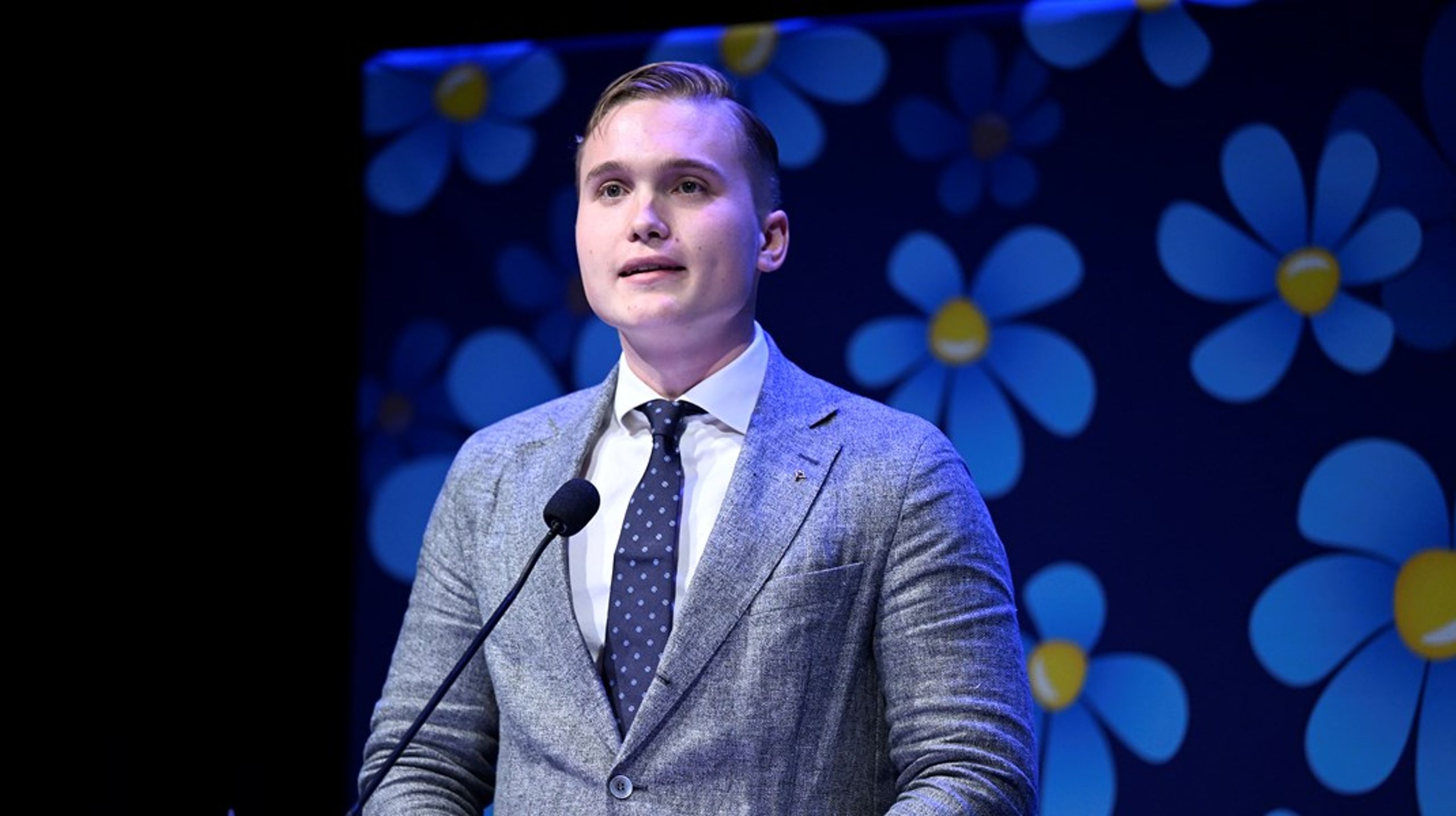 Emil Eneblad under Sverigedemokraternas landsdagar förra året.